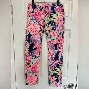 Lilly Pulitzer Kelly Skinny Ankle Pants Pink Blue Neon - Size 0
